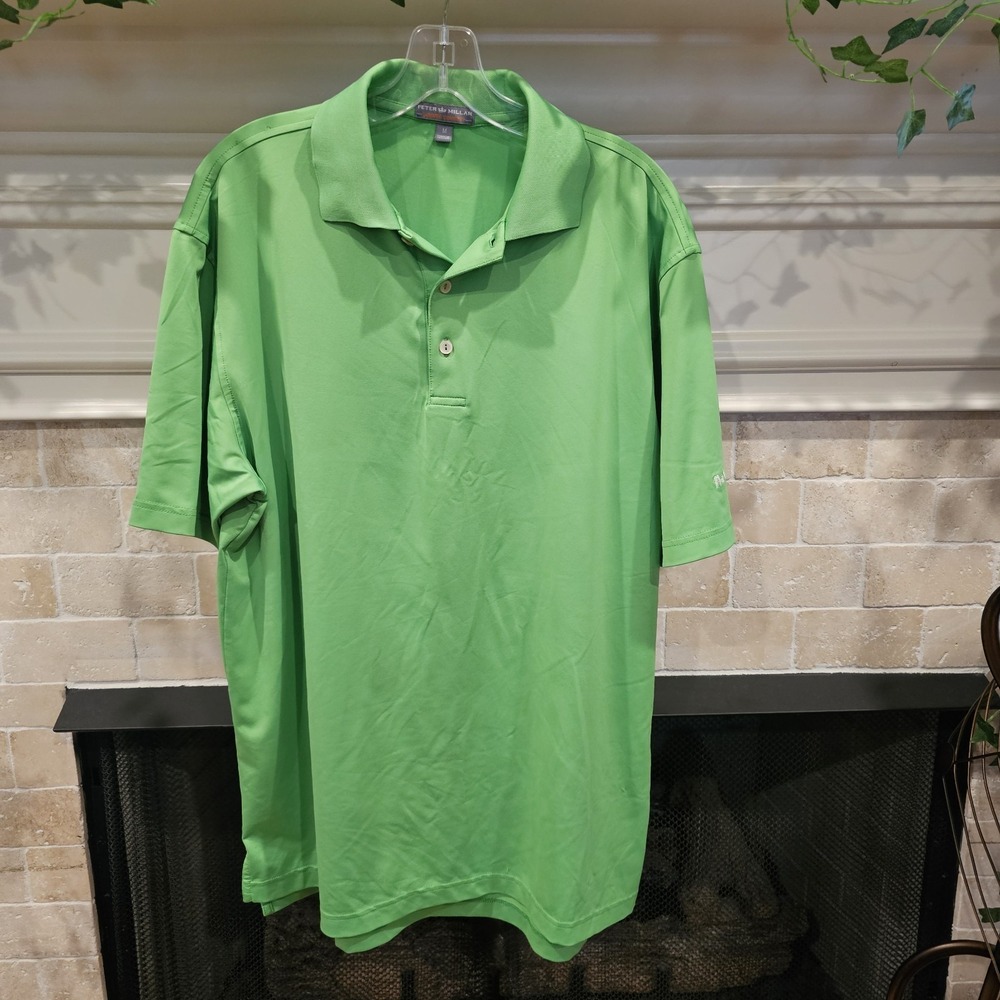 Peter Millar Summer Comfort Polo Shirt Mens Medium Green Logo Golf Adult Preppy
